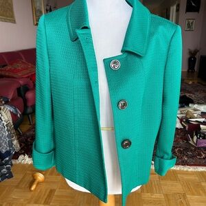 Tahari Green Blazer Structured Suit Jacket
